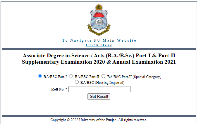BA Result 2022 Punjab University Part 1, 2 by Roll no and Name