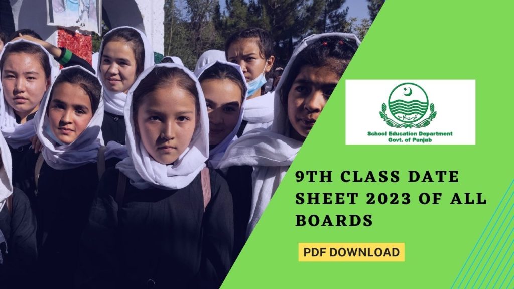 (PDF) 9th Class Date Sheet 2023 of All Boards