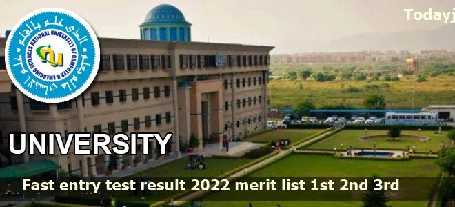 FAST University Test Result Merit Lists 2022 and Closing Merits