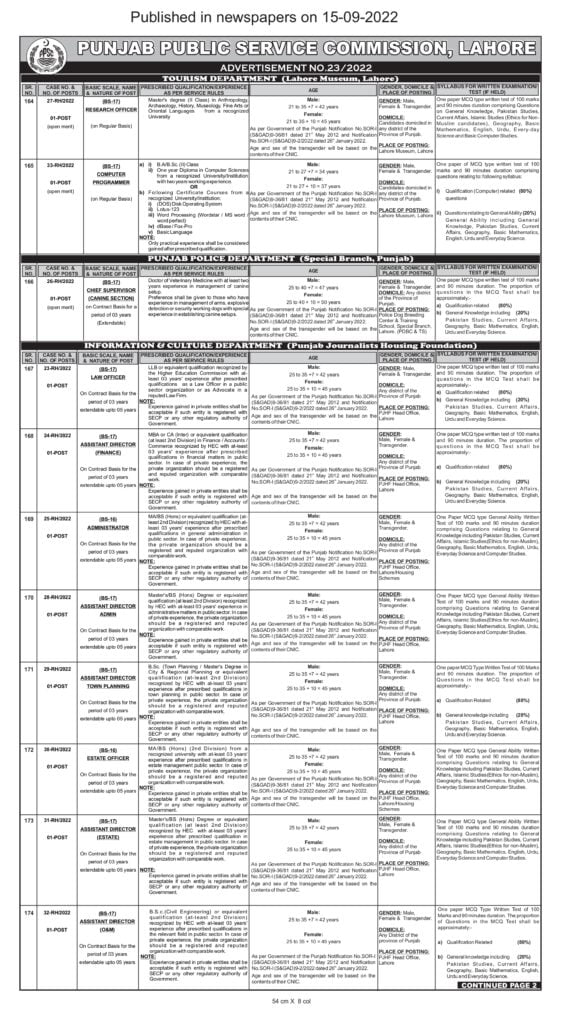 PPSC Agriculture Jobs 2022 in Punjab Govt Advertisement No 23/2022