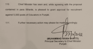 Chief Minister Approved 5,000 Educators Jobs 2022 Confirmed by Murad Raas
