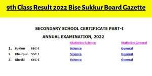 9th Class Result 2022 Bise Sukkur Board Gazette - www.bisesuksindh.edu.pk