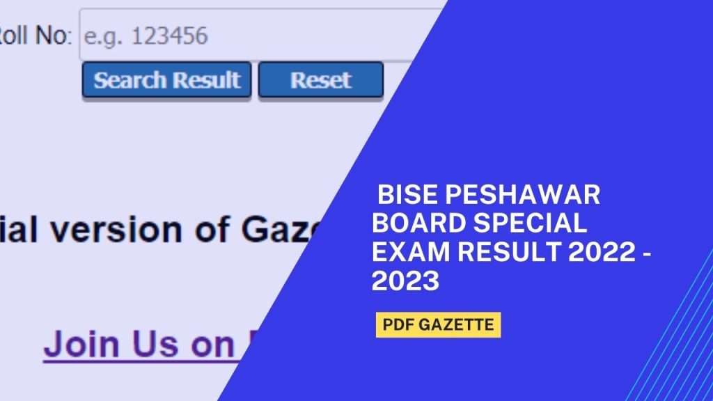 Bise Peshawar Board Special Exam Result 2022 - 2023