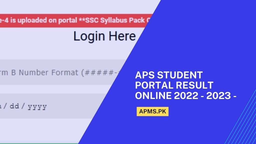 APS Student Portal Result Online 2022 - 2023