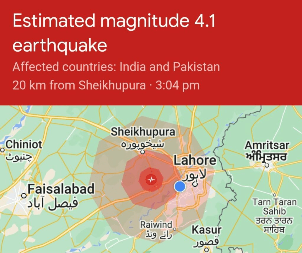 Earthquake in Lahore Today In Pakistan 2023