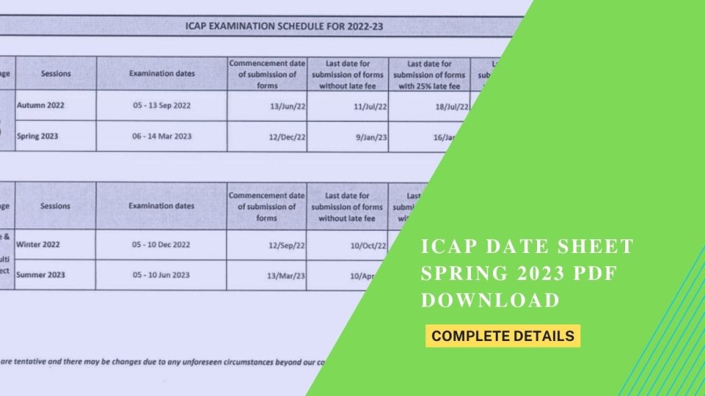 ICAP Date Sheet Spring 2023 pdf Download