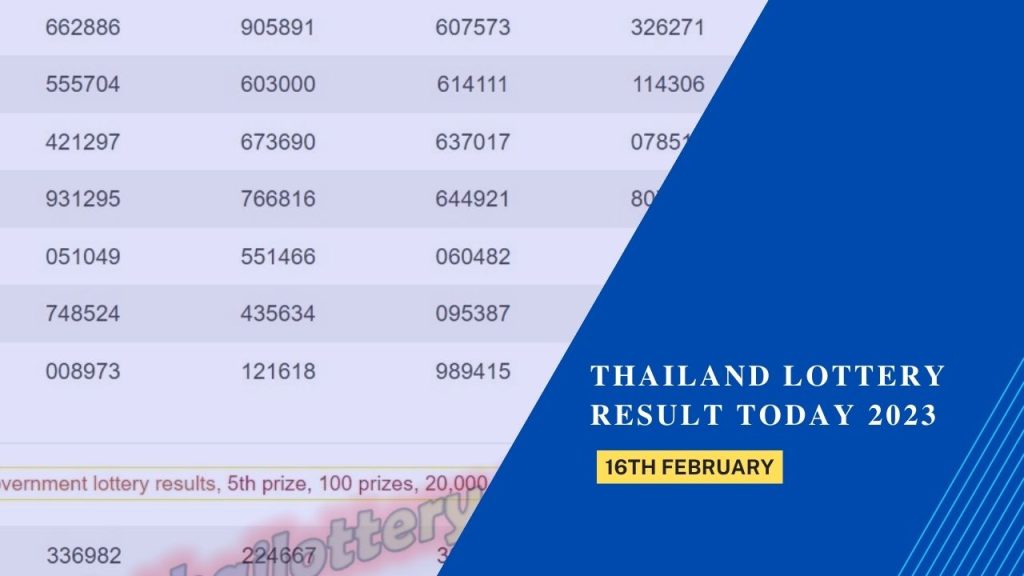 16th February Thailand Lottery Result Today 2023