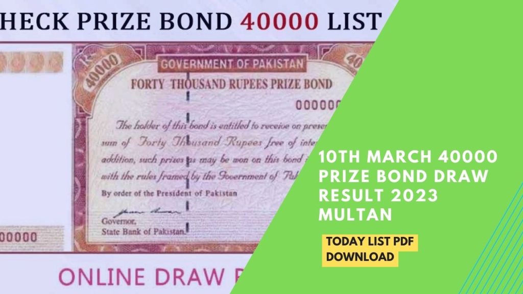 10th March 40000 Prize Bond Draw Result 2023 Multan